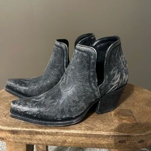 Ariat Black Ankle Boots with Embroidered Design